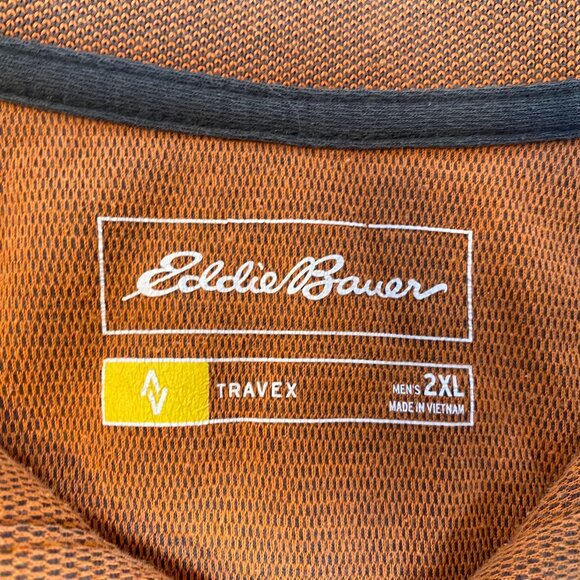 Eddie Bauer Mens Polo Shirt 2XL Orange Travex Performance Blend Lightweight Shor - Picture 5 of 10